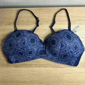Aerie Real Happy Wireless Lace blue Bra Size 36D NWT